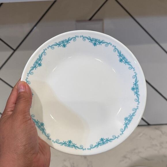 Corelle plate from the "Garden Lace" pattern desert plates x4 retro teal cottage - Picture 3 of 7